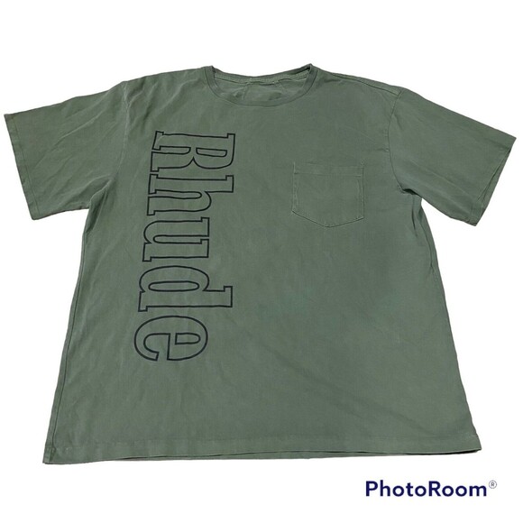 Rhude Pocket Logo Tee Size Large Olive Green